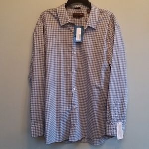 NWT button down Light Gray checker long sleeve